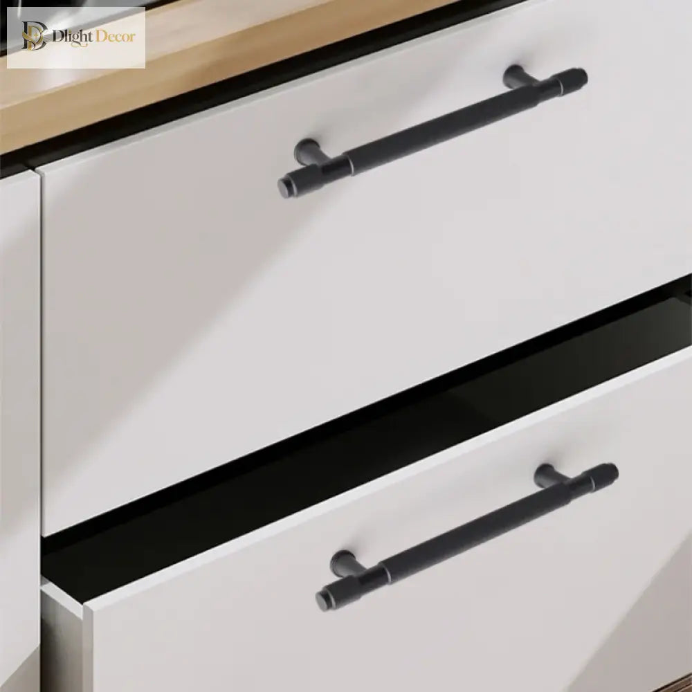Black and Gold Knurled Cabinet Handles – Modern Cupboard Drawer Pulls for Kitchen and Wardrobe Handles