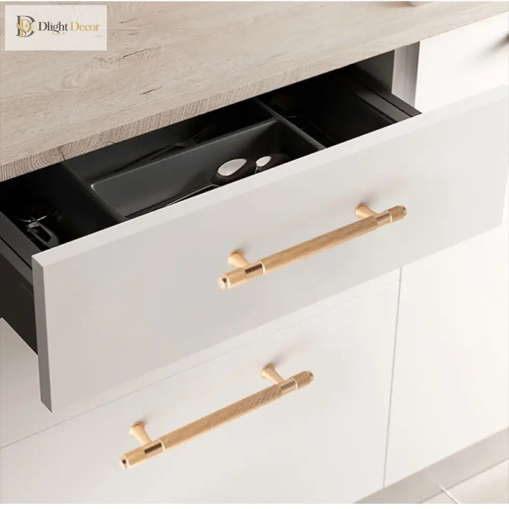 Black and Gold Knurled Cabinet Handles – Modern Cupboard Drawer Pulls for Kitchen and Wardrobe Handles