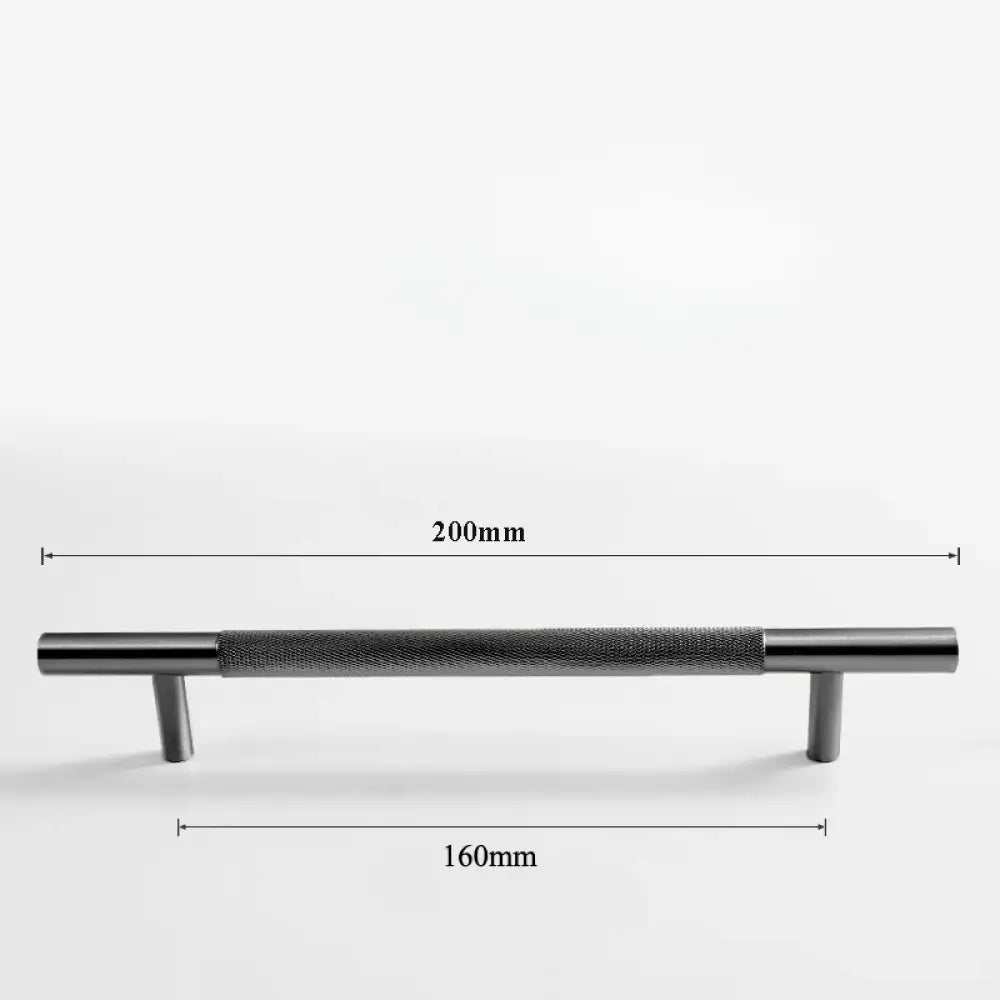 Black Knurled Brass Furniture Handles – Textured Drawer Knobs and Wardrobe Bar Pulls black 200mm Handles