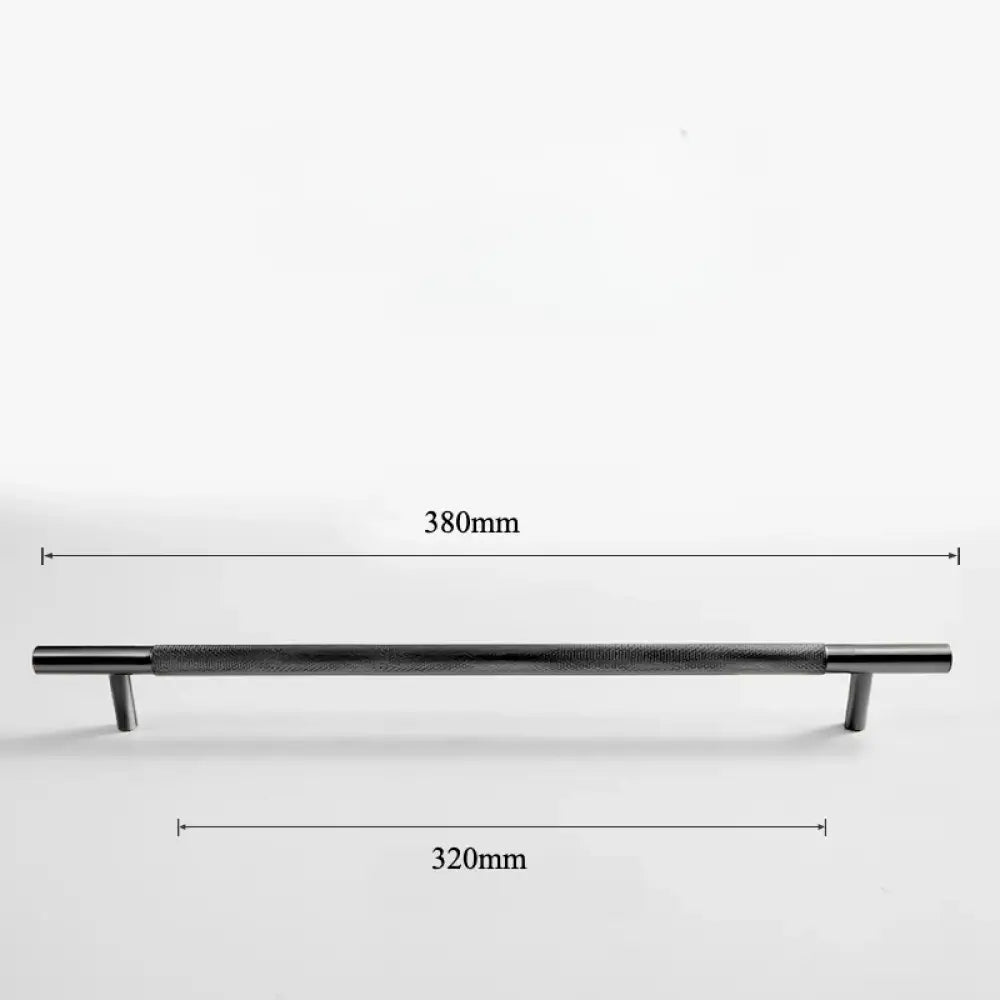 Black Knurled Brass Furniture Handles – Textured Drawer Knobs and Wardrobe Bar Pulls black 380mm Handles