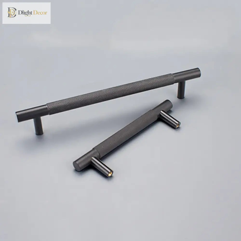 Black Knurled Brass Furniture Handles – Textured Drawer Knobs and Wardrobe Bar Pulls Handles