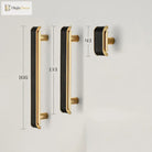 Black Leather and Gold Zinc Alloy Cabinet Handle – Luxury Drawer Pull for Wardrobes and Dressers (128mm) Handles