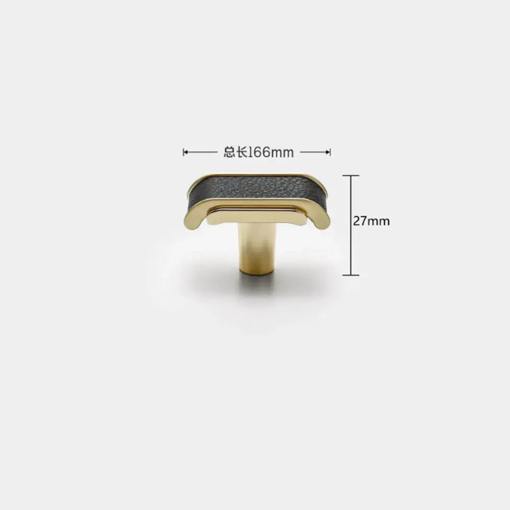 Black Leather and Gold Zinc Alloy Cabinet Handle – Luxury Drawer Pull for Wardrobes and Dressers (128mm) Knob / CHINA