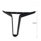 Black metal furniture leg, 12cm height; wide top plate with bolt holes