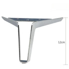 Silvery metal furniture leg, 12cm height; wide top plate with bolt holes