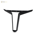 Black metal furniture leg with wide angled top plate and tapered support frame