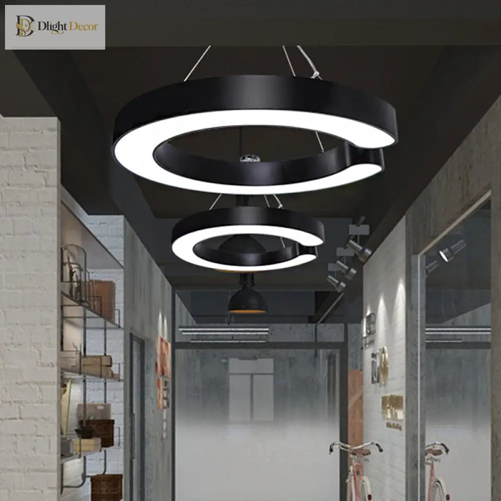 Blake’s Bold C - Curve: Modern Led Pendant Lamp In Black Or White Ceiling Light