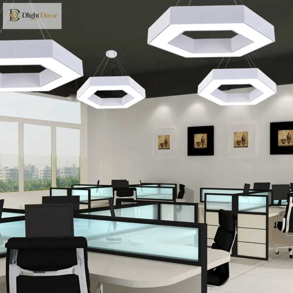 Blakely Modern Hexagonal Led Pendant: Illuminate Your Office With Style And Functionality Pendant