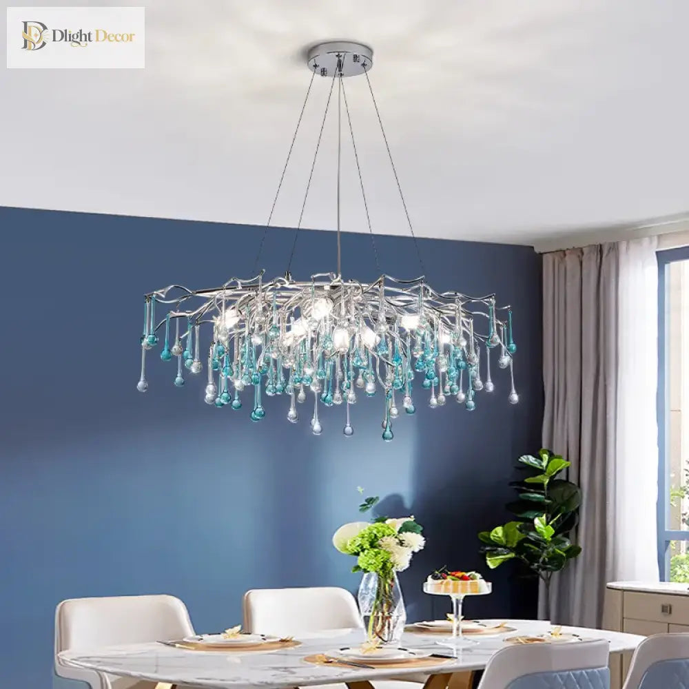 Blue Water-Drop Crystal Chandelier – product view 3