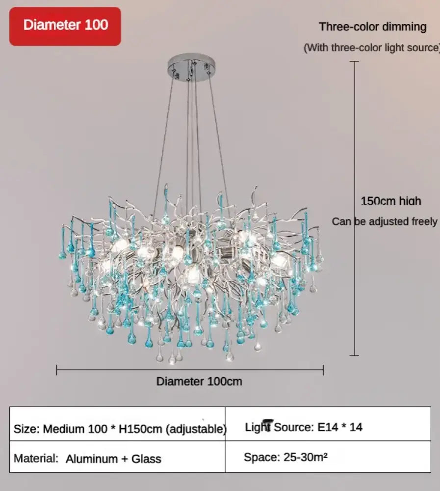 Blue Water-Drop Crystal Chandelier – configuration option 7