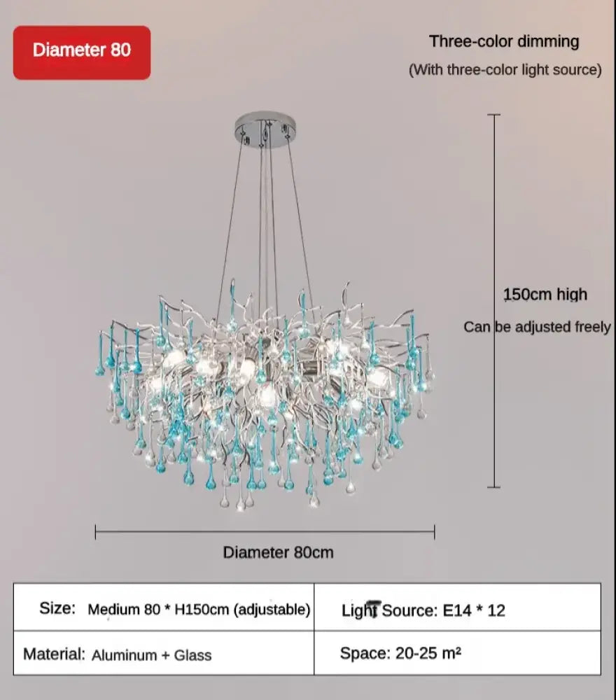 Blue Water-Drop Crystal Chandelier – product view 6