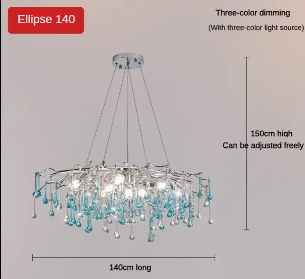 Blue Water-Drop Crystal Chandelier – configuration option 10