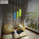 Olivia’s Modern Cylinder Pendant - Adjustable Hanging Light In Blue Or Green