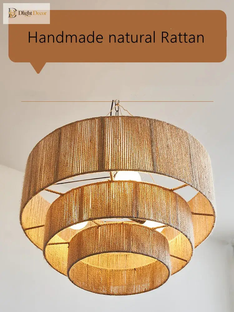 Bohemian Retro Chandelier - Handmade Rattan Pendant Lamps For Creative Country - Style Decor Lights