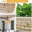 Boho Rattan Farmhouse Chandelier - 3 - Light Ceiling Fixture With Exquisite Woven Lampshade For