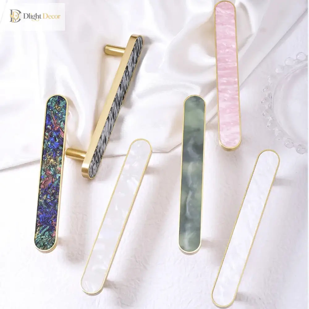 Brass and Acrylic Cabinet Handles – Colorful European Wardrobe Pulls for Furniture (96/128mm Hole Distance) Handles
