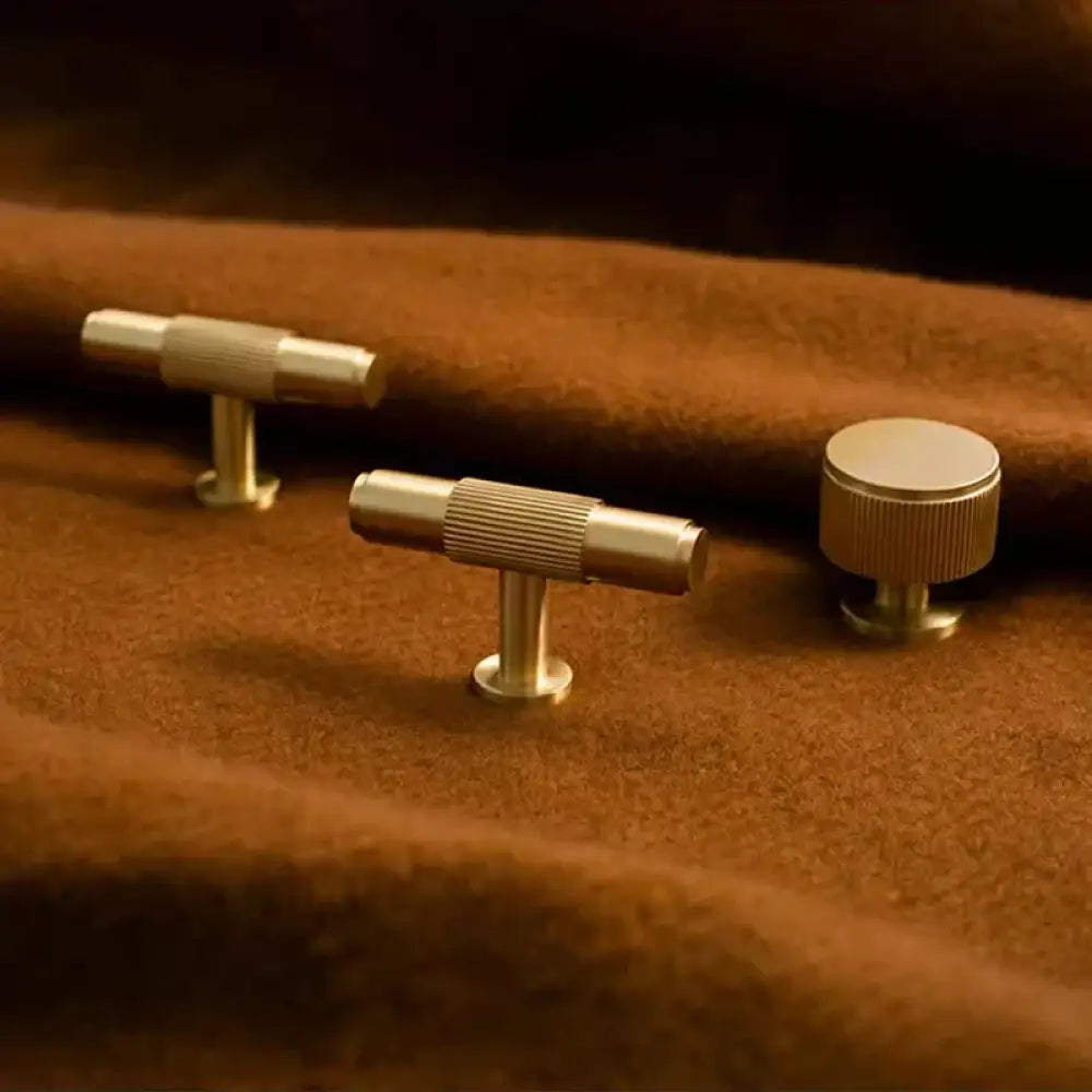 Brass Cabinet Knobs and Knurled T-Bar Handles – Modern Drawer and Furniture Hardware Knob