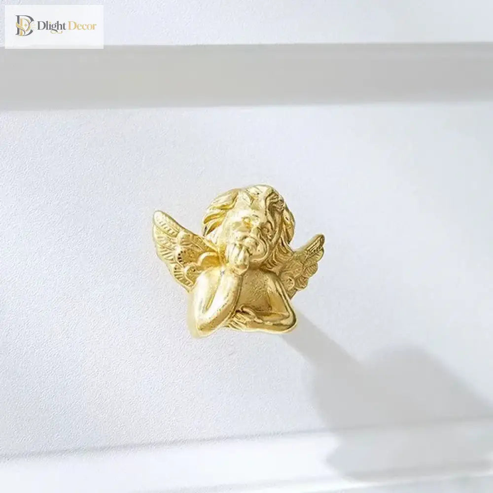 Brass European Angel Cabinet Handles - Vintage Gold Knobs for Wardrobes Dressers and Drawers Knobs