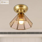 Élise Beveled Glass Flush Mount Ceiling Light With Colonial Brass Cone Design