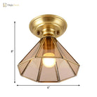 Élise Beveled Glass Flush Mount Ceiling Light With Colonial Brass Cone Design