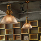 Brass Ribbed Glass Bowl Pendant Light – product view 1