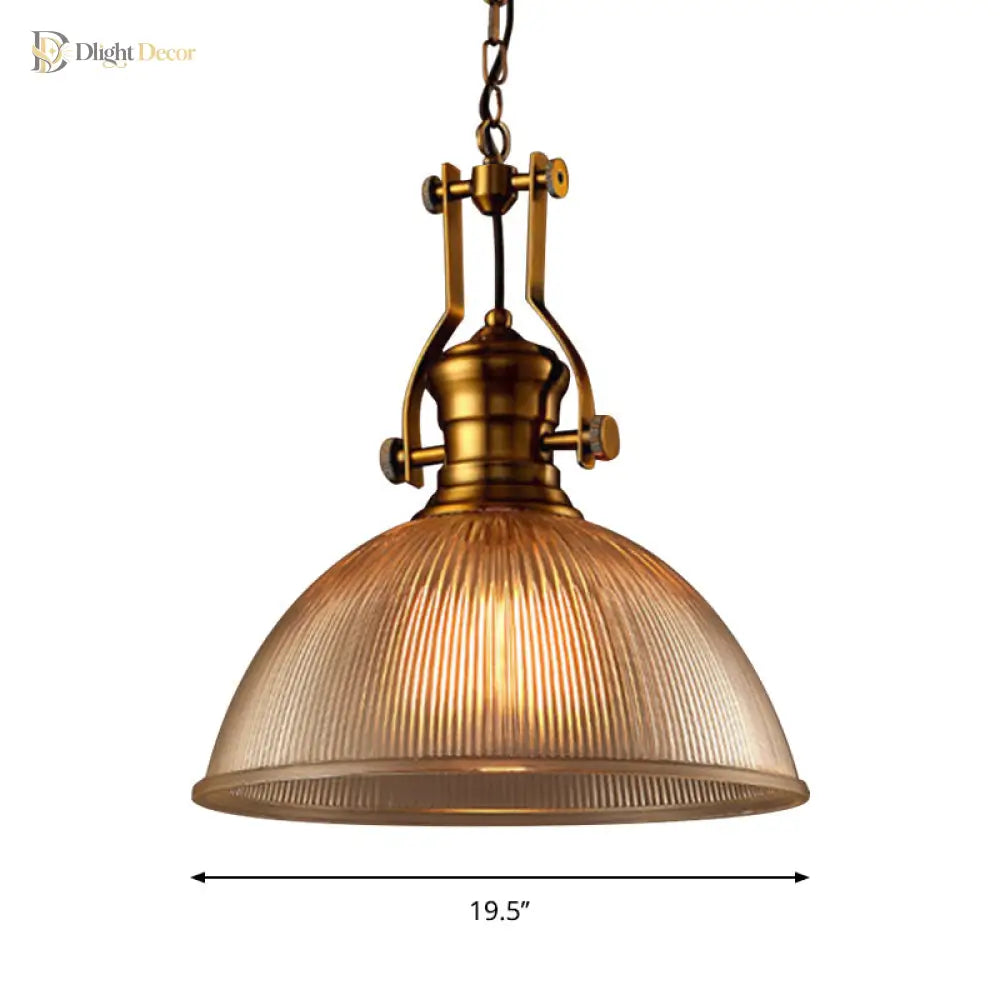 Brass Ribbed Glass Bowl Pendant Light – configuration option 9