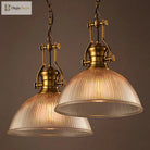Brass Ribbed Glass Bowl Pendant Light – configuration option 12