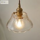 Modern Farmhouse Brass Scalloped 1 - Light Suspension Lamp With Water Glass: Hanging Light