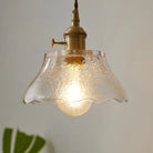 Modern Farmhouse Brass Scalloped 1 - Light Suspension Lamp With Water Glass: Hanging Light