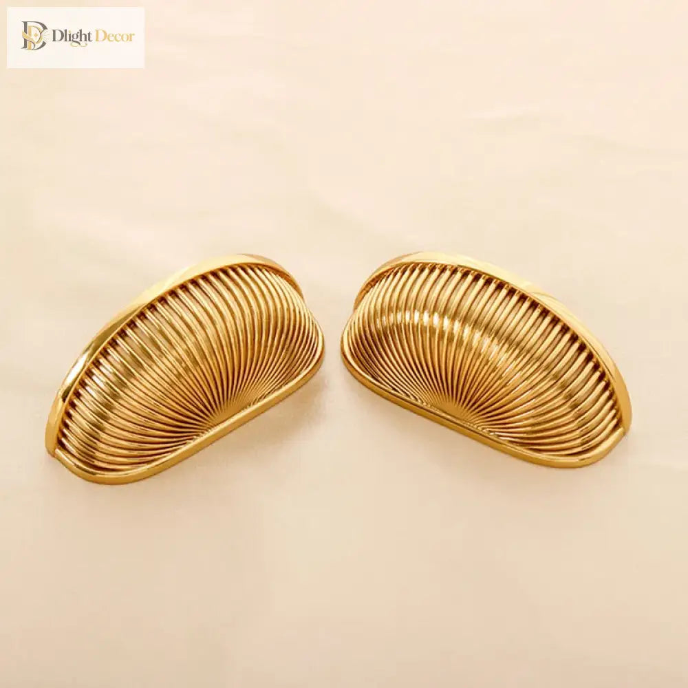 Brass Shell Drawer Knobs – Nordic Antique Round Cabinet Handles for TV Stands and Wine Cases 80x40mm knob