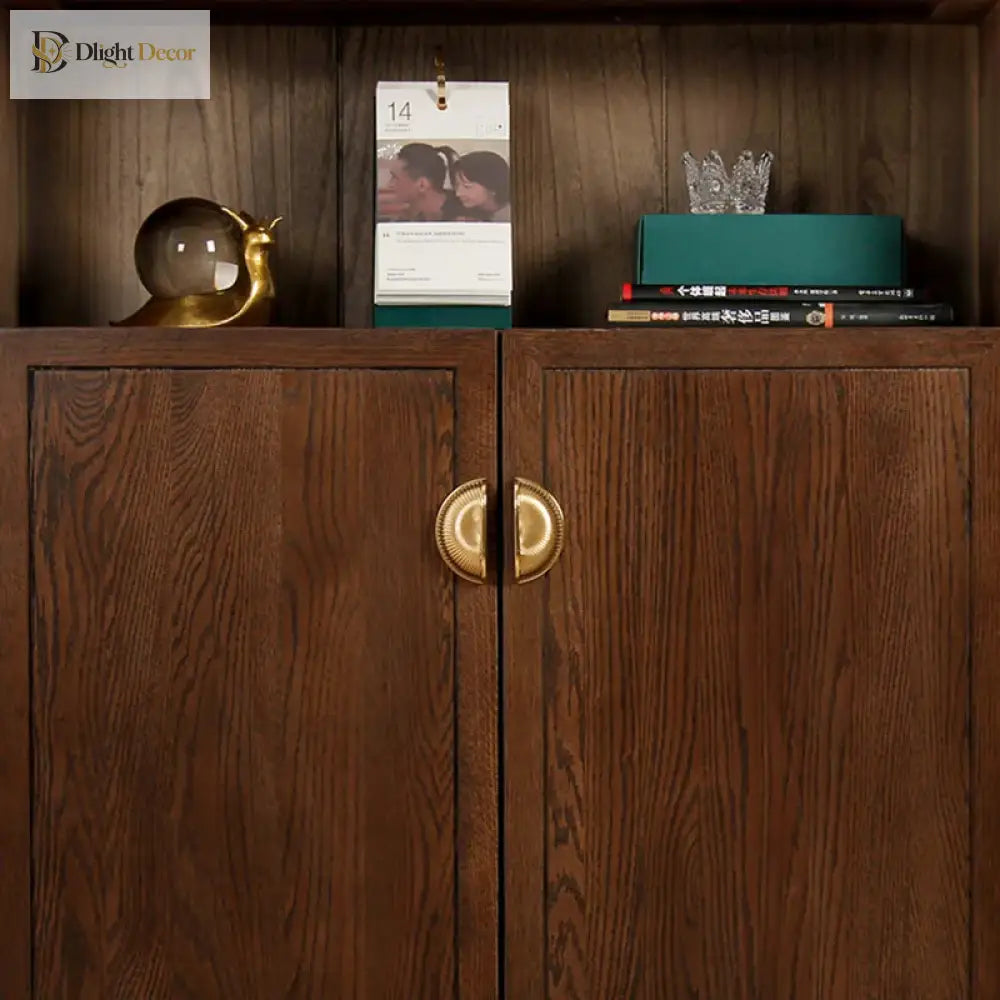 Brass Shell Drawer Knobs – Nordic Antique Round Cabinet Handles for TV Stands and Wine Cases 80x40mm knob