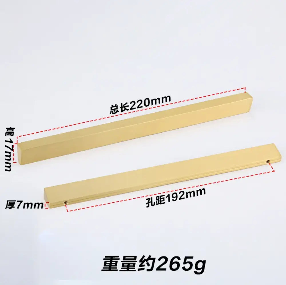 Brass Trapezoidal Cabinet Handles - High-End Golden Drawer Pulls for Wardrobes and Furniture Brass-192mm Handles