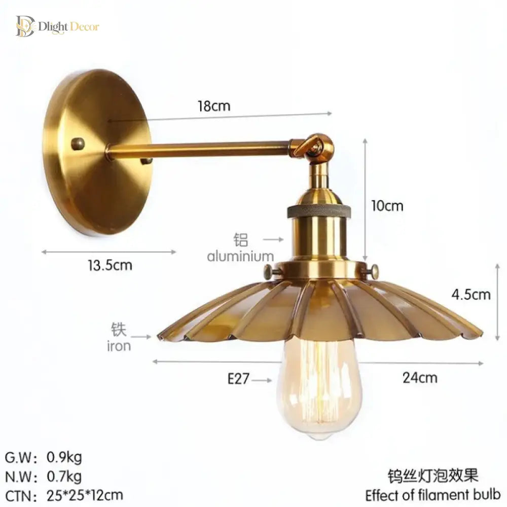 Bronze American Retro Iron Wall Lamps - Nordic Minimalist Style For Study Bedroom Bedside And Home