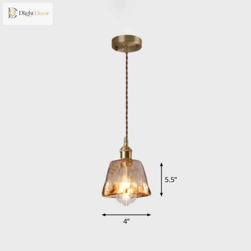 Brooklyn Shaded Pendant Light - Brown Glass Brass Hanging For Dining Rooms
