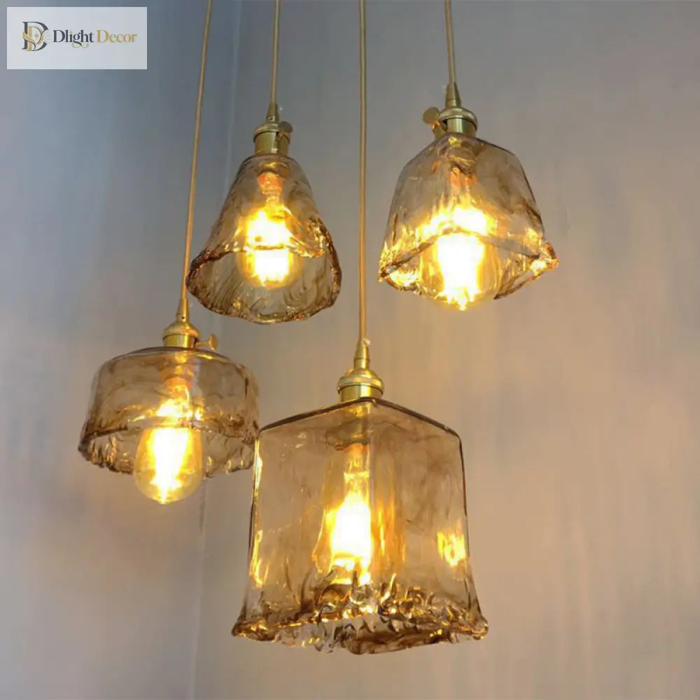 Brooklyn Shaded Pendant Light - Brown Glass Brass Hanging For Dining Rooms