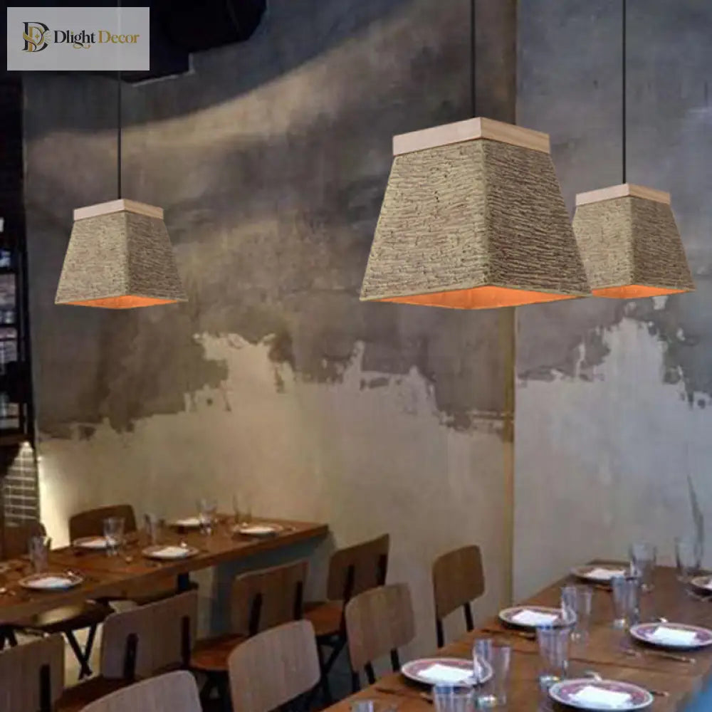 Stephanie Industrial Pendant Lamp: Rustic Elegance In Cement And Wood