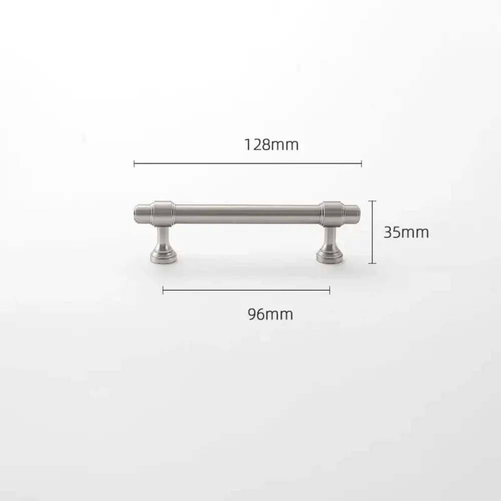 Brushed Nickel Brass Furniture Handles – Matte Silver Cabinet Pulls and Drawer Bars 128mm Handle