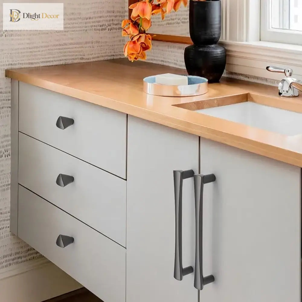 Brushed Zinc Alloy Door Handle – Simple Single Hole Design Handles