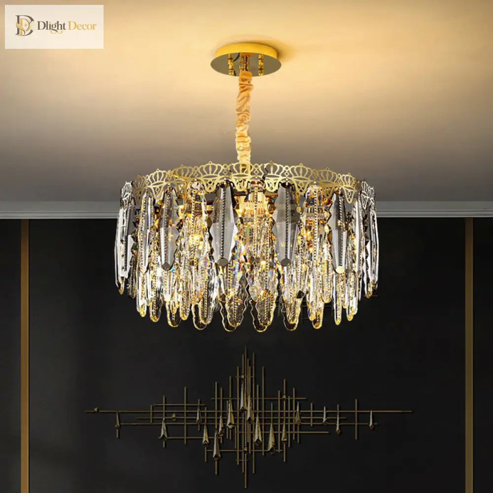 Brynlee Elegance Blooms: Crystal Leaf Pendant Light Chandelier