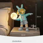 Bunny Astronaut Moon Lamp, the desk sculpture that glows charms and steals the room 🐰🚀🌕 - Blue / 22X10X28cm - Night