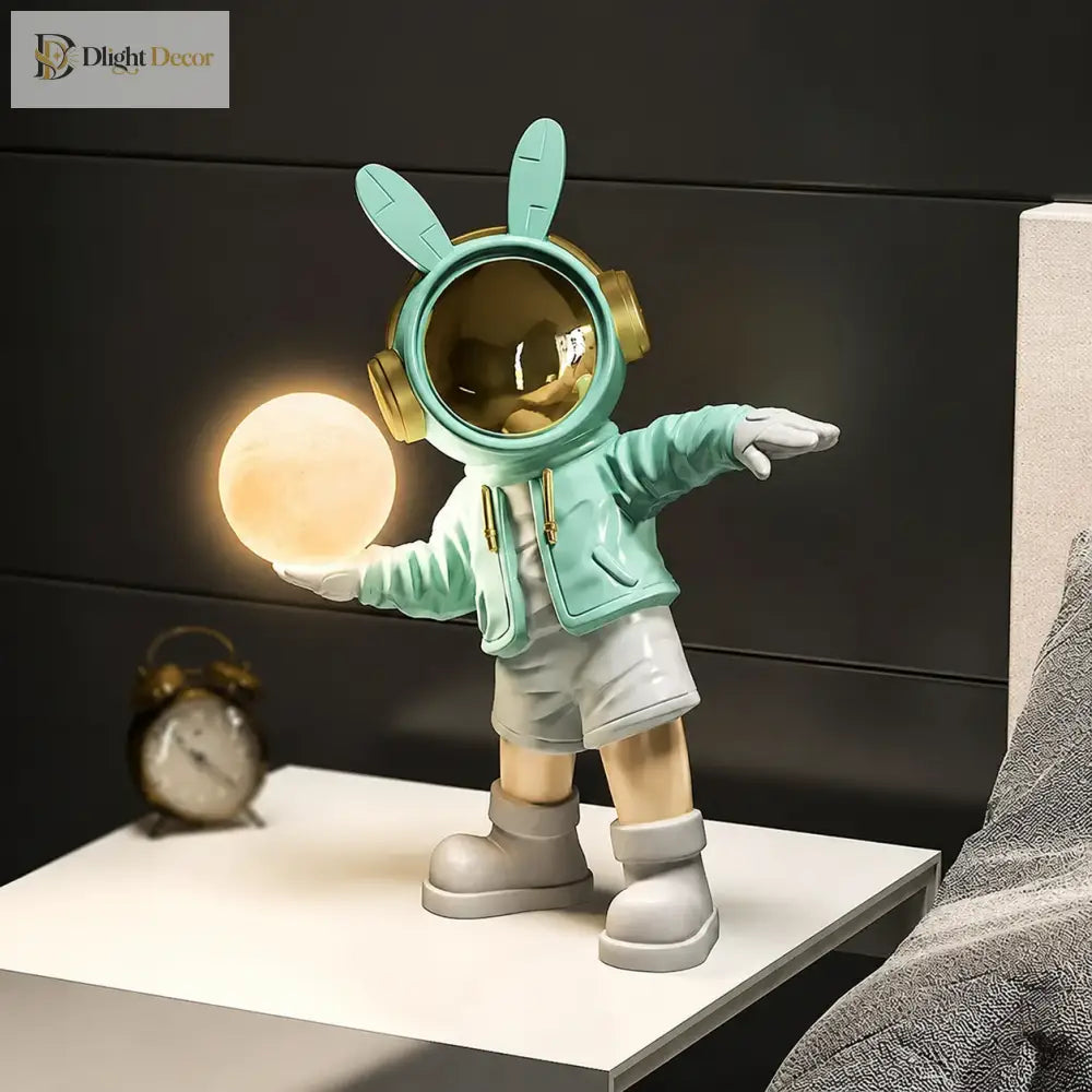 Bunny Astronaut Moon Lamp, the desk sculpture that glows charms and steals the room 🐰🚀🌕 - Night Light