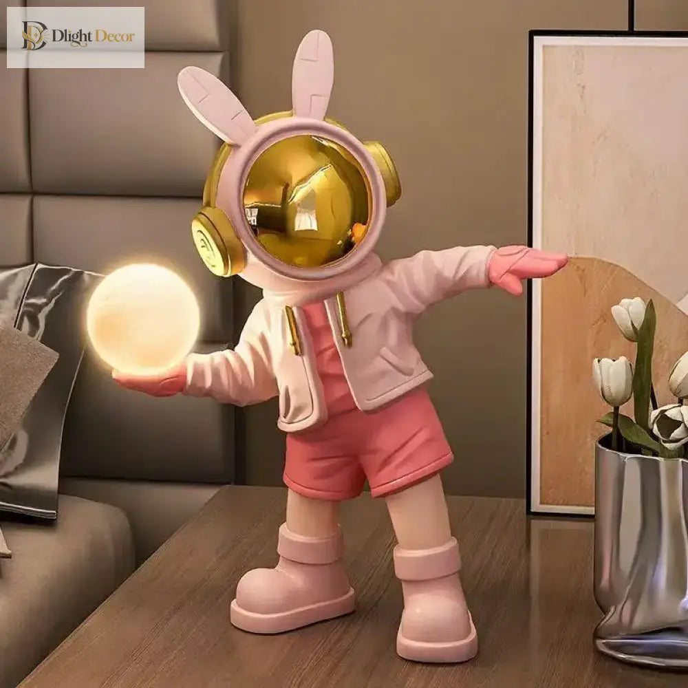 Bunny Astronaut Moon Lamp, the desk sculpture that glows charms and steals the room 🐰🚀🌕 - Night Light