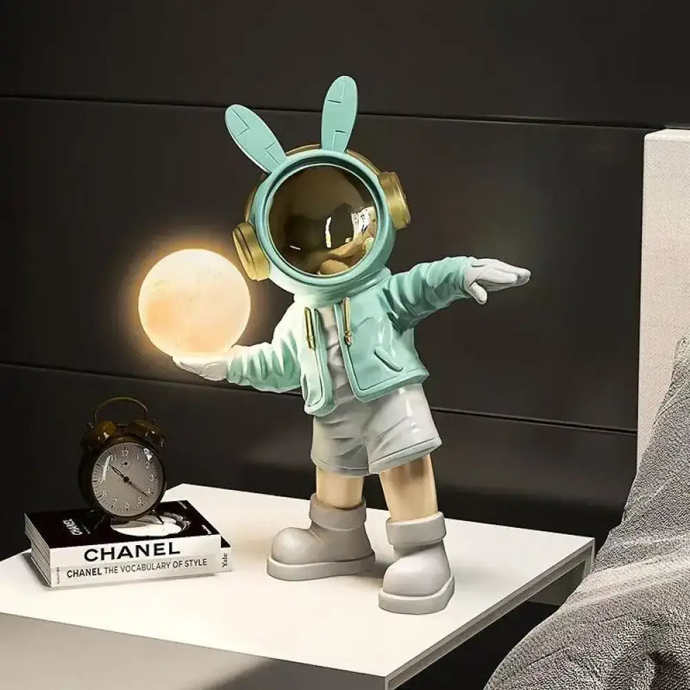Bunny Astronaut Moon Lamp, the desk sculpture that glows charms and steals the room 🐰🚀🌕 - Night Light