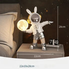 Bunny Astronaut Moon Lamp, the desk sculpture that glows charms and steals the room 🐰🚀🌕 - White / 22X10X28cm - Night