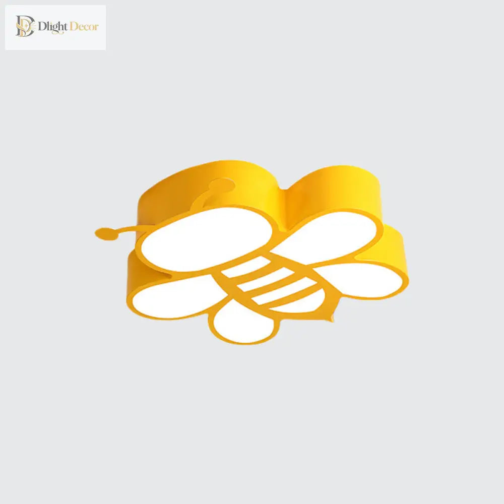 Buzzing With Fun: Cartoon Bee Led Ceiling Lamp For Kids Light Fixtures