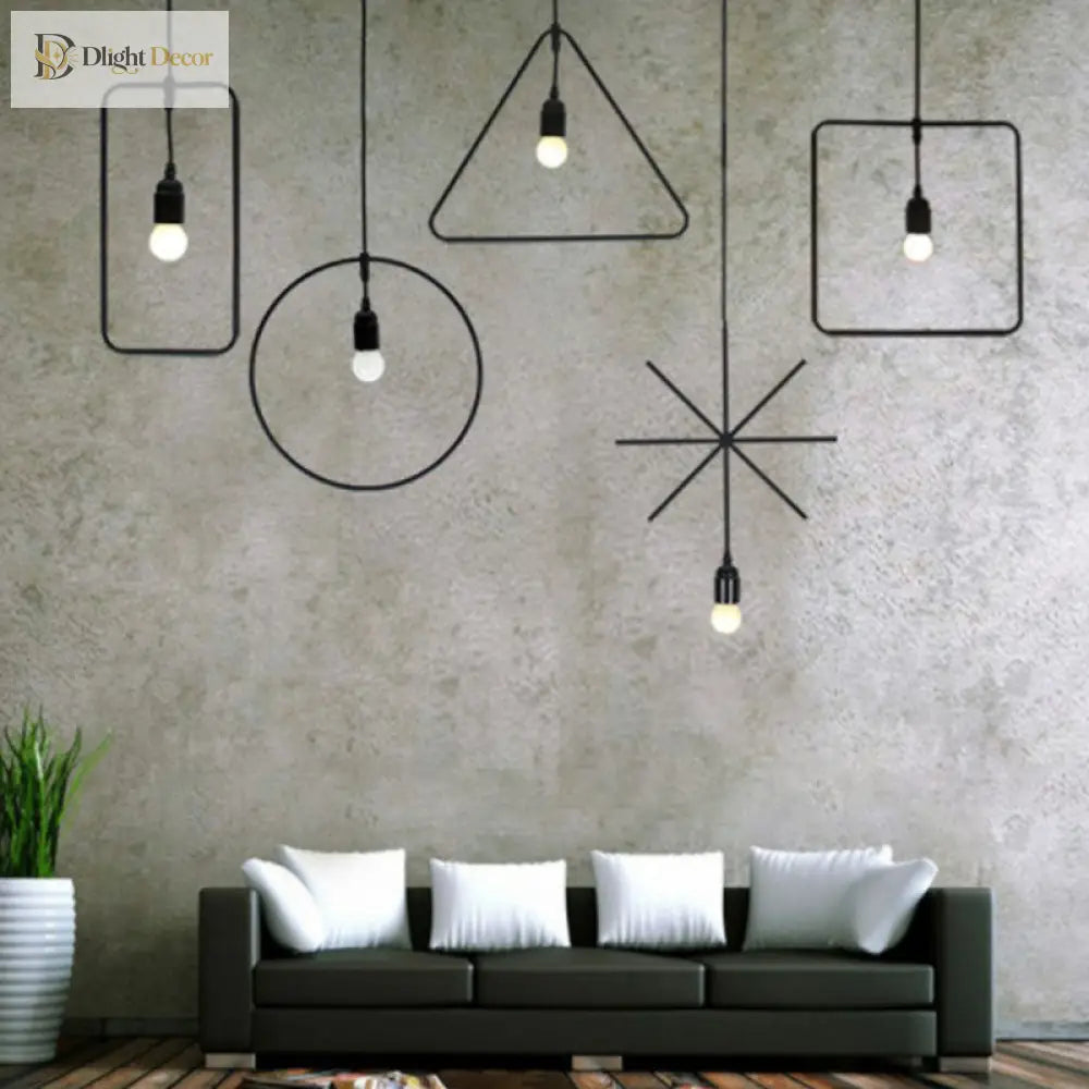 Cali Geometric Pendant: Bold Style & Warm Ambiance (Black Metal)