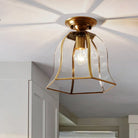Colonial Charm: Timeless Bell - Shaped Flush Mount Light Brass Ceiling
