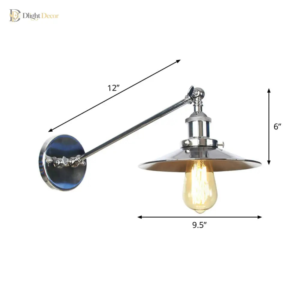Camille Adjustable Chrome Swing Arm Wall Lamp (Saucer/Horn Shape) Wall Light