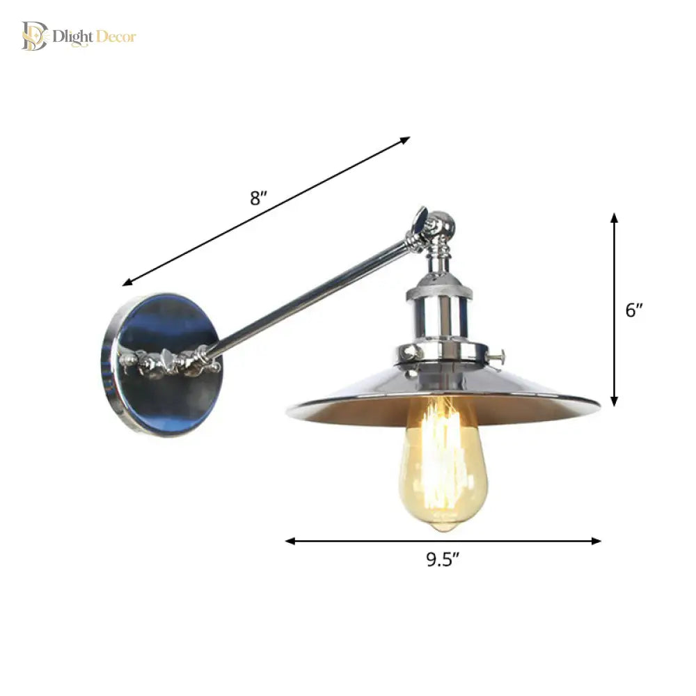 Camille Adjustable Chrome Swing Arm Wall Lamp (Saucer/Horn Shape) Wall Light