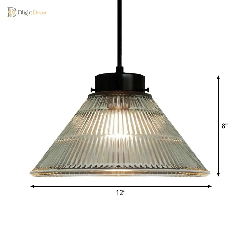 Captivating Vintage Charm: The Clear Ribbed Glass Pendant Ceiling Light Lighting
